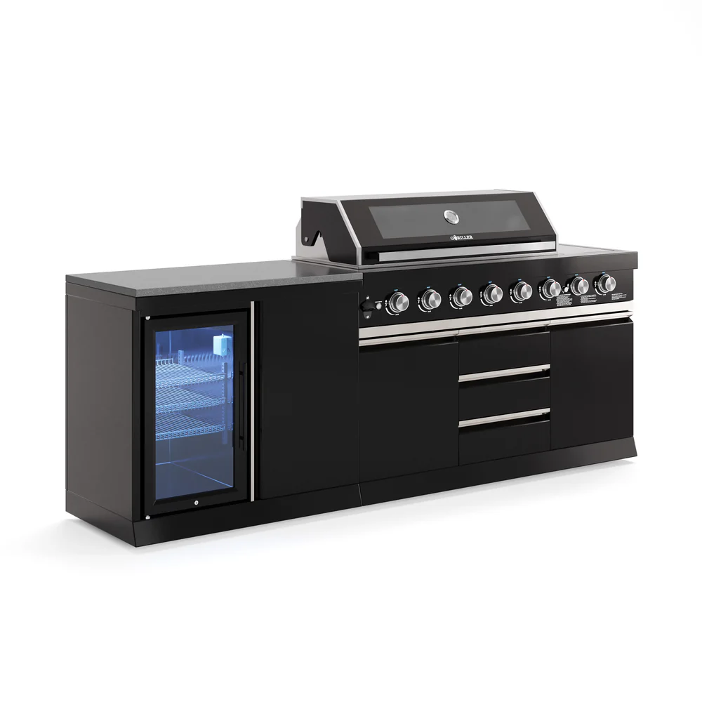 Goriller BLACKBACK S-4 Complete Zwarte RVS Buitenkeuken met Koelkast en Barbecue 8 branders - Afbeelding 3