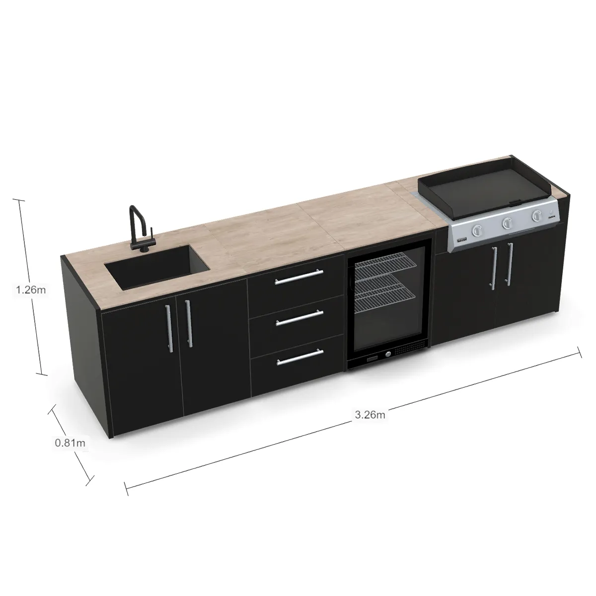 Brabura MODULA Granada Complete RVS Buitenkeuken met Plancha XXL