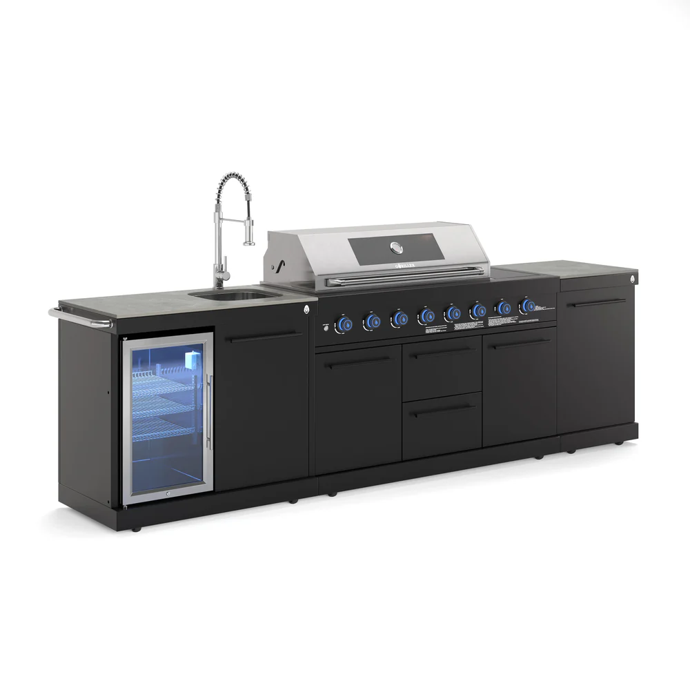 Goriller EMPIRE M-4 Black Complete Buitenkeuken met Koelkast en Barbecue 8 branders en extra werkblad - Afbeelding 2