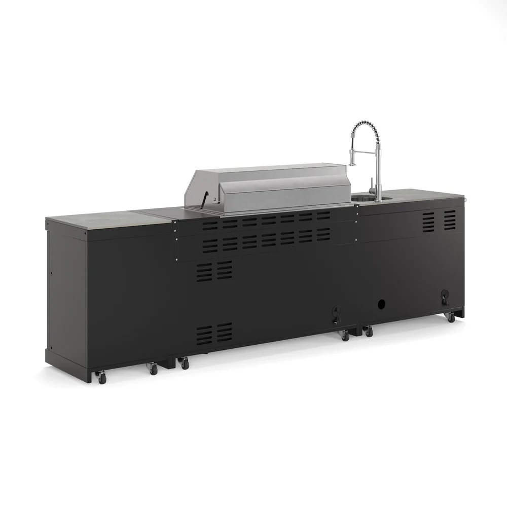 Goriller EMPIRE M-4 Black Complete Buitenkeuken met Koelkast en Barbecue 8 branders en extra werkblad - Afbeelding 4