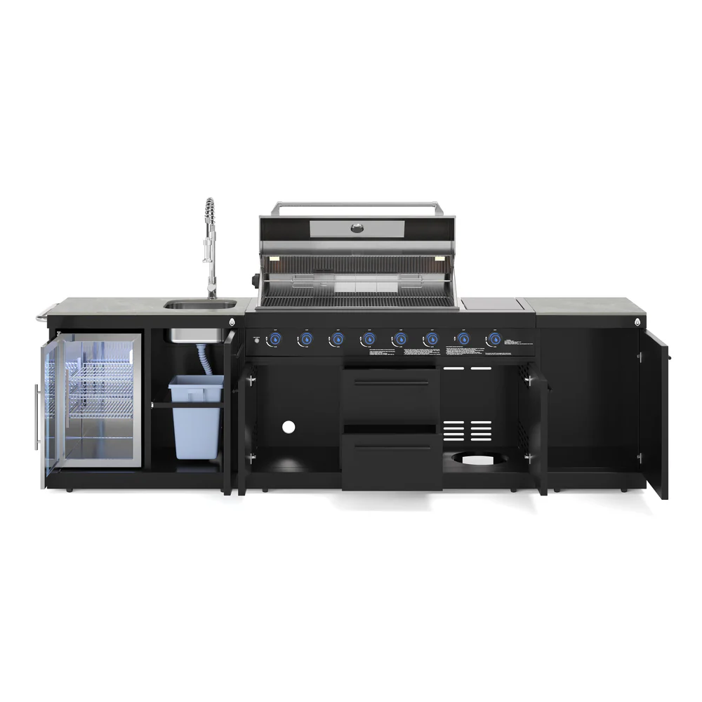 Goriller EMPIRE M-4 Black Complete Buitenkeuken met Koelkast en Barbecue 8 branders en extra werkblad - Afbeelding 3
