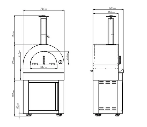 Moderia houtgestookte pizzaoven module RVS