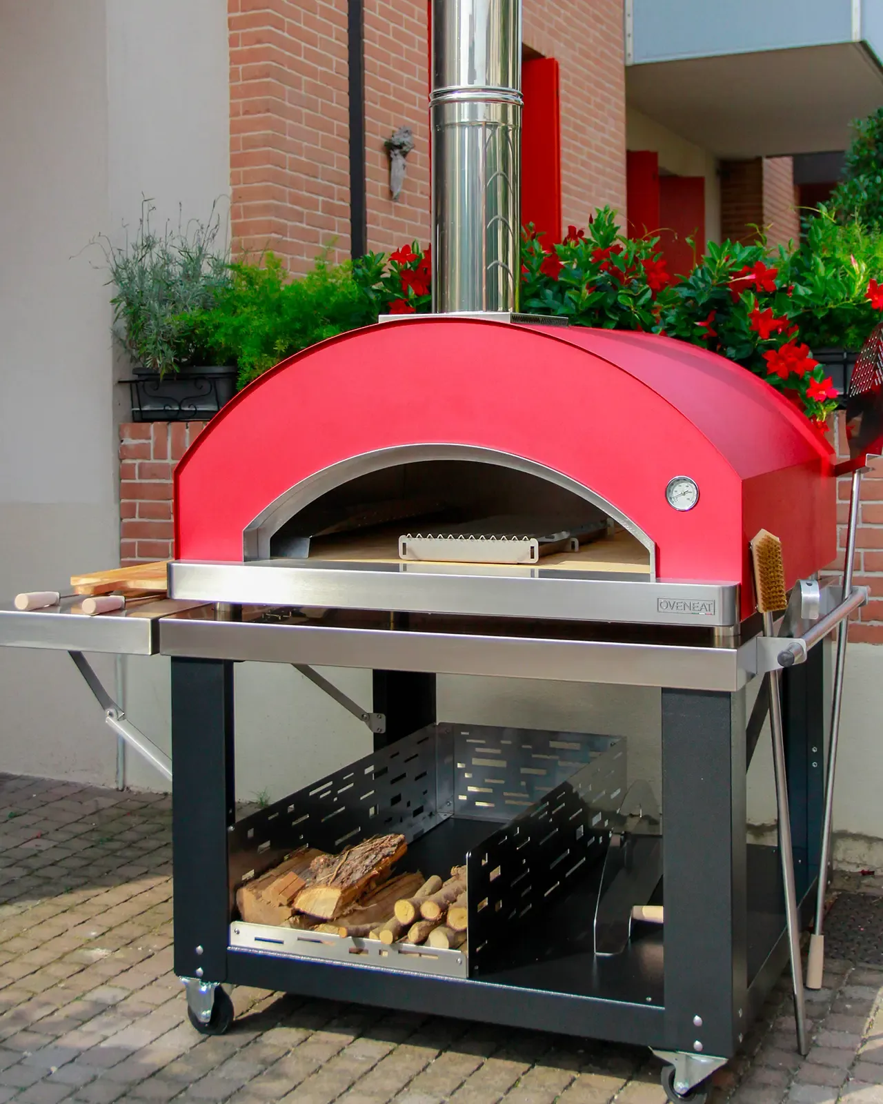 Oveneat houthouder in verrijdbaar onderstel